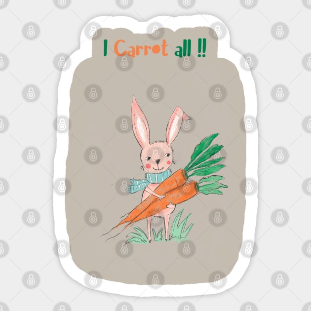 Rabbit Carrot Cartoon Sticker by Guncha Kumar